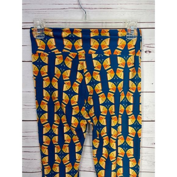 LuLaRoe Leggings OS One Size Navy Blue Orange Yellow Butterfly Watermelon - Picture 4 of 6